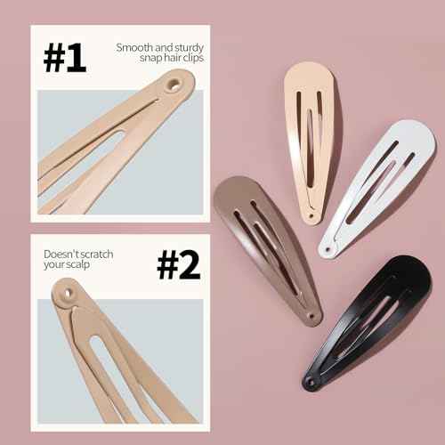 Teenitor 148pcs Snap Hair Clips, 48pcs Hair Barrettes Hair Clips 100pcs Hair Bands, Metal Hair Snap Clips for Women Girls, Barrettes for Women 4 Colors