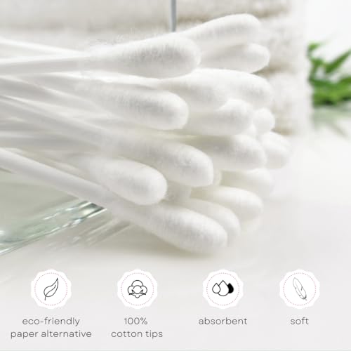 Swisspers Take Along Cotton Swabs, 100% Cotton Double-Tipped, White Paper Sticks, Travel Size, 6-Pack, 50 Swabs Per Packages (300 Swabs Total)