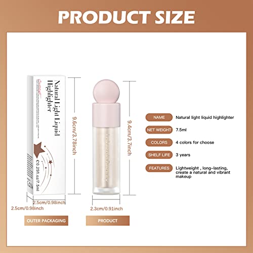 Erinde Liquid Highlighter Makeup, Face Highlighter Bronzer Makeup Stick, Natural Glossy Finish, Lightweight Blendable Silky Smooth Cream Face Illuminator Makeup, Cruelty-free, 01# MOONLIGHT