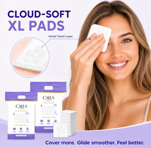 CALLA BEAUTY Large XL Square Cotton Pads - 300 Count Spunlace Face Pads
