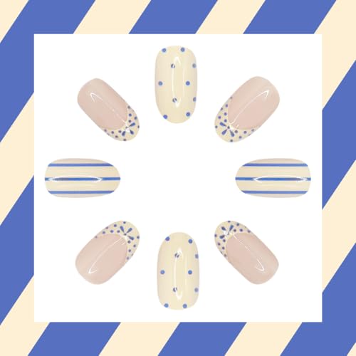 24pc Short Oval Press On Nails Kit with Adhesive Tabs