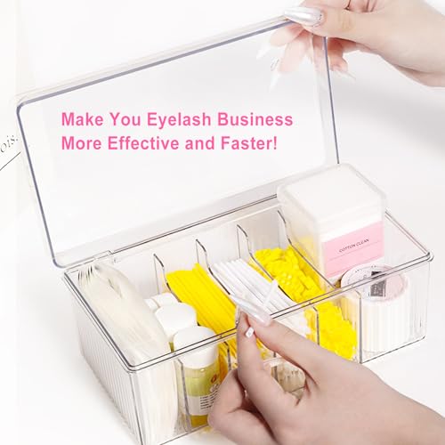 Acrylic Lash Extension Organizer with Lid - 6 Compartment Storage Box
