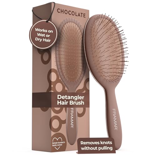 FRAMAR Chocolate Detangler Brush – Wet & Dry Hair
