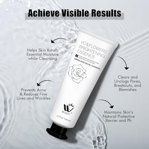 WBM Facial Cleanser with Amino Acid, Perfect Anti-Aging, Skin Brightening and Wrinkle Reducing Acne Daily Face Wash for All Skin Types With Organic & Natural Ingredients - 4.2 fl oz/120 ml