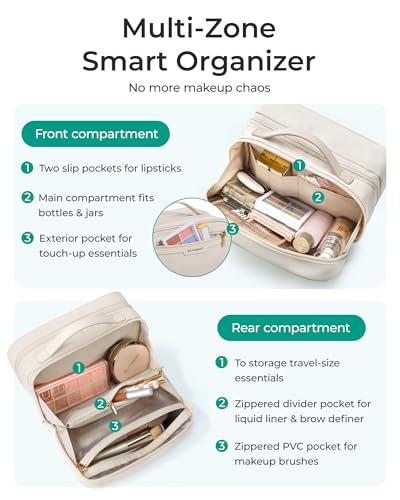 BAGSMART Travel Makeup Bag Organizer with Multiple Compartments