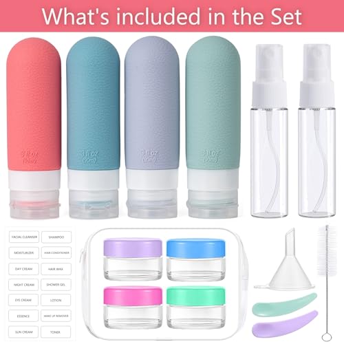 16-Piece TSA Approved Travel Bottles Set, Leak-Proof 3oz Silicone Containers