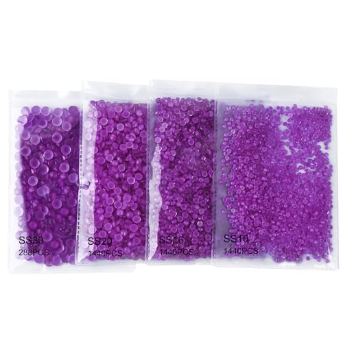 Blinginbox Flatback Rhinestones Round Gems, 1440pcs Neon Gems Non Hotfix Crystal Rhinestones,New Amethyst neon,SS20.