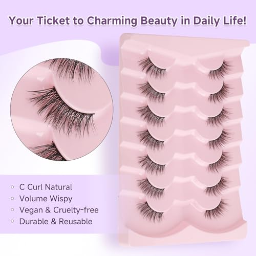 Half Lashes Cat Eye 14mm Wispy 3D Volume - 7 Pairs