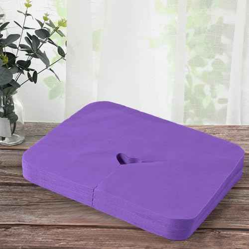 100 Pieces Disposable Face Cradle Covers Massage Headrest Covers for Massage Tables and Massage Chairs Beauty Spa Salon Bed, 12 x 15.5 Inches (Purple)
