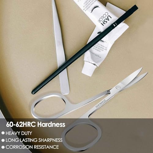 2 Pack Facial Grooming Scissors - Small Nose, Eyebrow, Mustache & Beard Trimmers - Stainless Steel, Curved & Rounded Tips - Silver