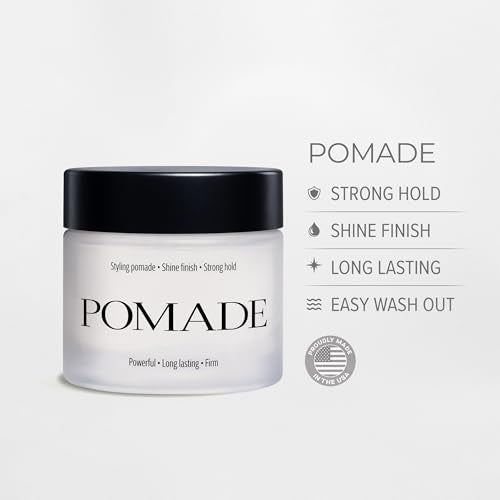 Strong Hold Hair Pomade for Men - Water Based Shine Finish 2oz