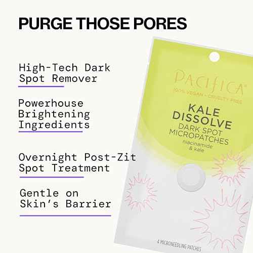 Pacifica Dark Spot Dissolving Micropatches – Microneedling Dots w/ Niacinamide 12-PACK Tranexamic Acid & Kale to Fade Post-Acne Marks and Age Spots, Brightening Patch Treatment, Clean Vegan Skincare
