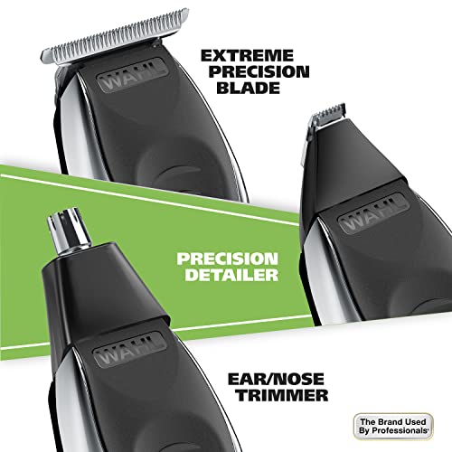 Wahl Aqua Blade¢ç Rechargeable Wet/Dry Lithium-Ion Deluxe Beard Trimmer for Men - Interchangeable Heads for Detailing, Hair, Mustache and Body Grooming - Model 9899-100