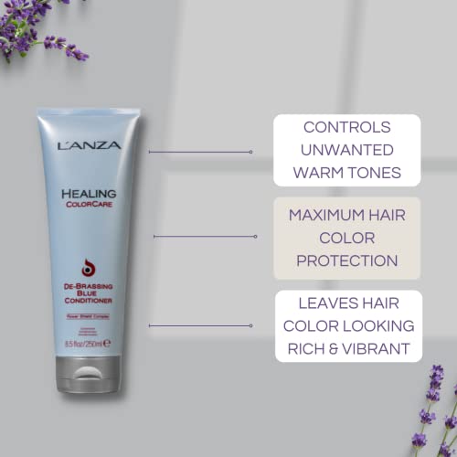 L'ANZA Healing ColorCare Ultra De-Brassing Professional Blue Conditioner, Color Toning Haircare to Eliminate Unwanted Brassiness, Sulfate-free Formula