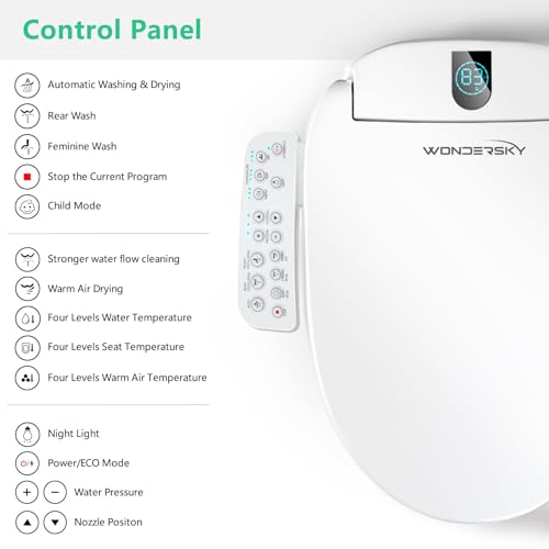 WONDERSKY Round Heated Bidet Toilet Seat with Dryer & Nozzle
