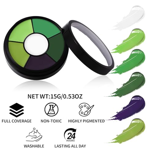 Green Cream Face & Body Paint Kit with Brushes & Sponges
