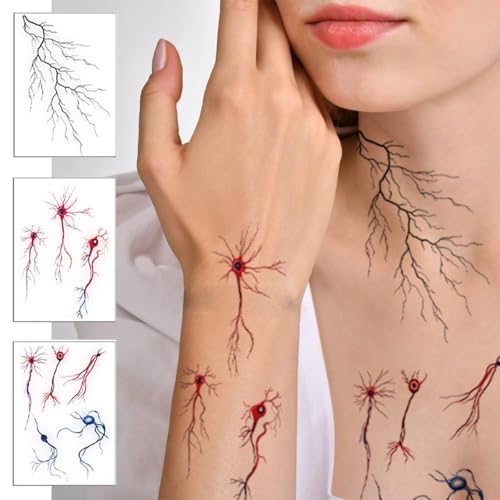 10 Sheets Temporary Tattoos Fake Bloody Wound Lightning Design