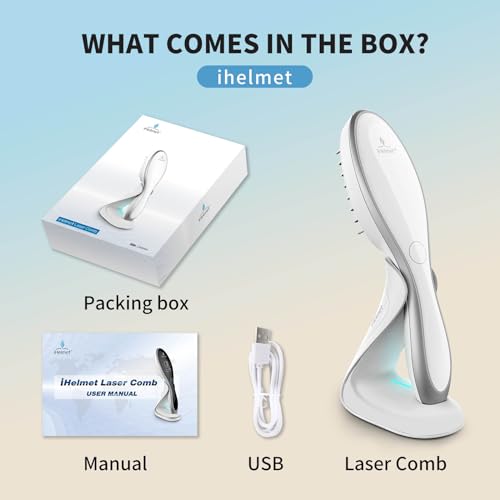 iHelmet Laser Hair Growth Comb, Hair Low Level Laser Therapy, Hair Growth Comb Treatment for Men or Women, Laser Brush for Hair regrowth Promotes Hair Follicle Cell Activity Reverses Thinning Hair