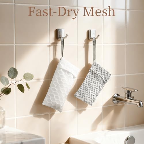 Small Black and White Soap Saver Bags Set - Dual-Layer Exfoliating Pouches
