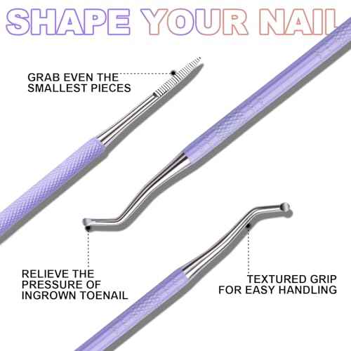 Teenitor Upgraded Ingrown Toenail File and Lifters, Pedicure Tools for Feet, Professional Ingrown Toenail Tool Ingrown Toenail Removal Kit, Purple