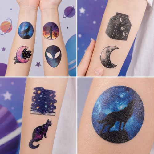 96 PCS Galaxy Temporary Tattoos for Kids – Space Party Favors