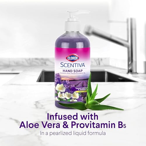 Clorox Scentiva Liquid Hand Soap, Tuscan Lavender & Jasmine Scent - Bleach-Free Scented Hand Hand Wash with Aloe Vera & Provitamin B5 for Kitchen or Bathroom, 14 Fl Oz - 2 Pack