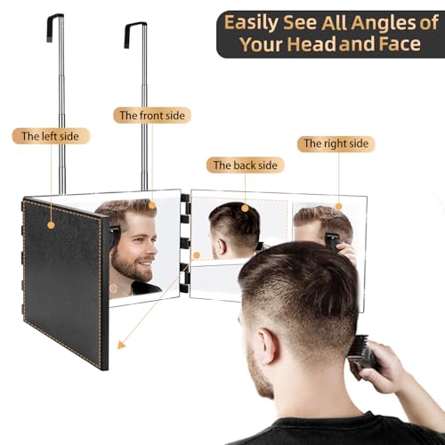XIGETRAIL 3-Way Mirror with 8 LED Lights | Rechargeable Barber Mirror