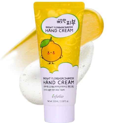 esfolio Yuja Vitamin C Hand Cream ? Deep Hydration with Yuja Extract ? Nourishing, Fast-Absorbing Hand Moisturizer for Dry, Rough Skin ? Korean Skincare for Soft & Smooth Hands (3.38 OZ/100ML)