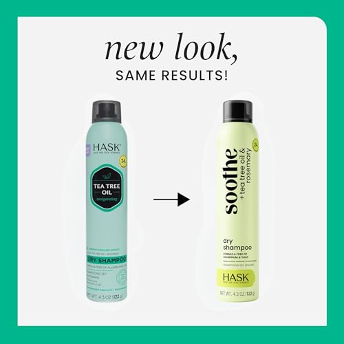 HASK Tea Tree Invigorating Dry Shampoo for Oily, Itchy Scalps ? Absorbs Oil, Rebalances Scalp, Hypoallergenic, No Sulfates or Parabens, Cruelty-Free ? 8.1oz