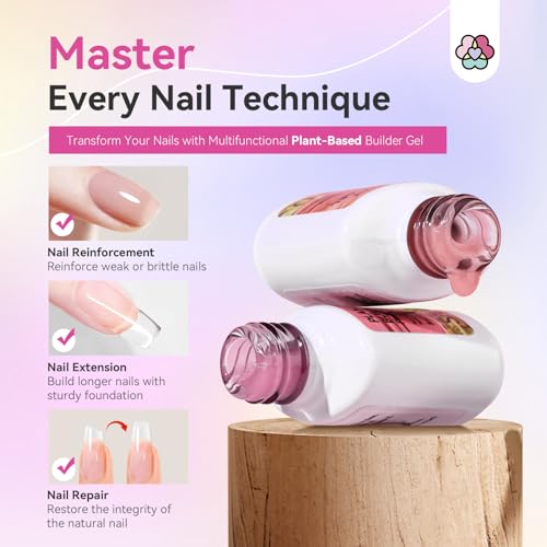 SAVILAND Builder Nail Gel 24 Colors: Castor Oil & Vitamin E Builder in a Bottle Translucent Color Hard Gel for Nails Strengthener Extension Care Repair Home Salon Professionals