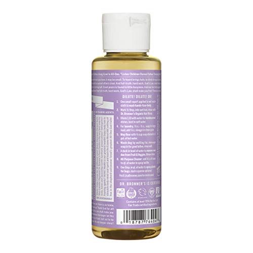 Dr. Bronner's - Pure-Castile Liquid Soap (Lavender, 4 ounce) - Made with Organic Oils, 18-in-1 Uses: Face, Body, Hair, Laundry, Pets and Dishes, Concentrated, Vegan, Non-GMO