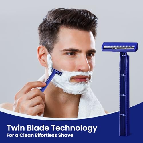 Twin Blade Disposable Razors ? 6 Pack, Individually Wrapped with Safety Caps, Stainless Steel Blades for Men & Women, Ideal for Travel, Hotels, Shelters & Hygiene Kits