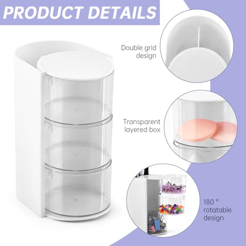 3-Layer Rotating Hair Accessory Organizer with Brush Holder