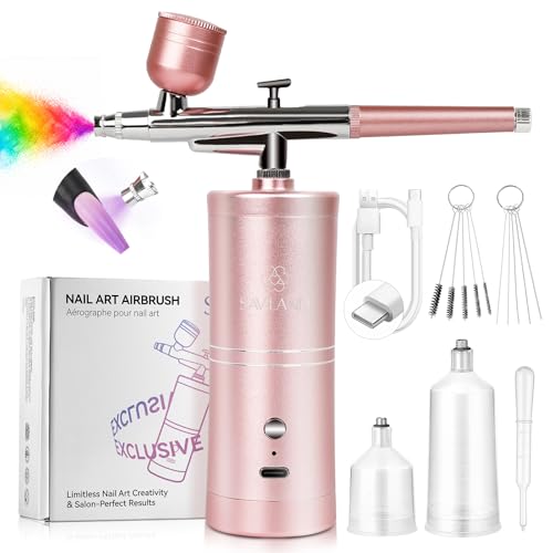 SAVILAND Pro Airbrush Kit with Cordless Rechargeable Gun & Compressor