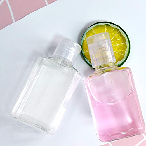 50 Pieces Empty Bottles with Flip Cap, 2 oz Portable Travel Bottle Refillable Cosmetic Bottle Clear Reusable Travel Bottles for Liquid, Lotions, Creams, Shampoo and Toiletries (60 ml)