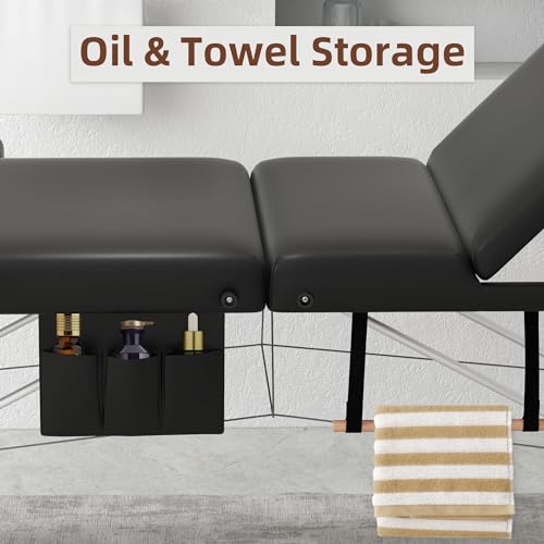 ABET Portable 3-Fold Massage Table, Adjustable Height 24.7"-33.4"