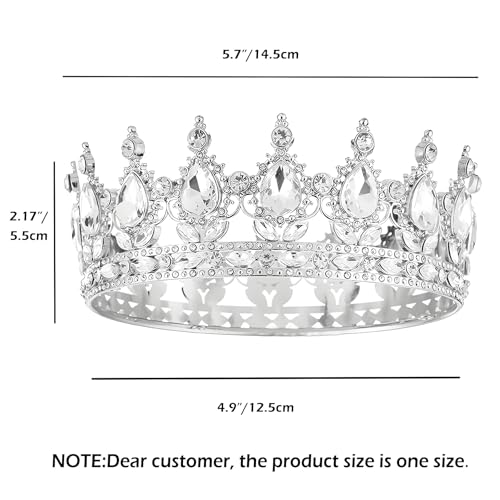 Silver White Queen Rhinestone Crown for Women Wedding & Costume