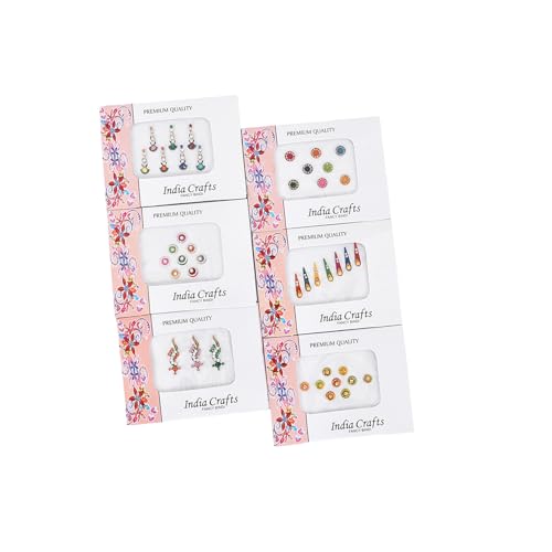 6 Pack Multicolor Bindi Set - Crystal Rhinestone Designs