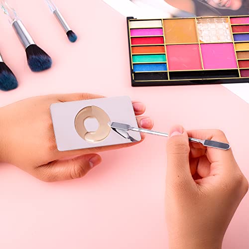 Lusofie Stainless Steel Makeup Mixing Palette with Spatula - Professional Foundation & Eyeshadow Tool