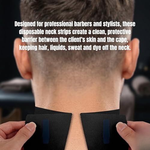 Disposable Barber Neck Strips – 5 Count Black, Hygienic Haircut & Shaving Paper, ABS American Beauty Supply