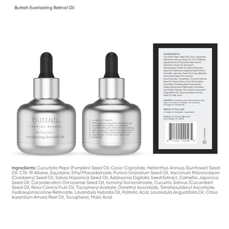 Buttah Skin Sterling Silver Radiance Kit - Retinol Oil & Eye Cream