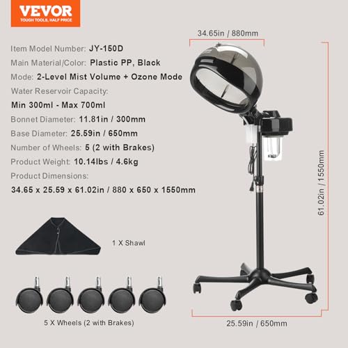 VEVOR Standing Hair Steamer with Ionic Technology & Timer