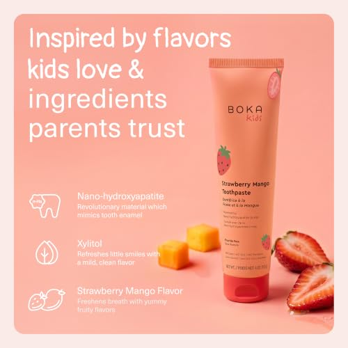 Boka Kids Fluoride-Free Nano Hydroxyapatite Toothpaste, Strawberry Mango 4oz