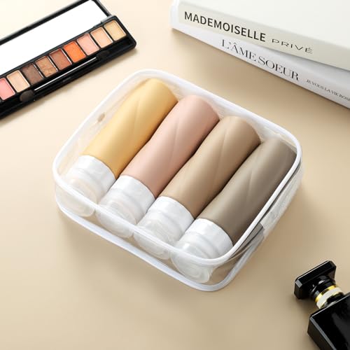 Gemice Travel Bottles for Toiletries Travel Containers for Toiletries TSA Approved Leak-proof Travel Accessories with Lid for Cosmetic Makeup Face Body Hand Cream (8 Pack)