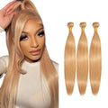 FuivJuix #27 Honey Blonde Straight Brazilian Hair Bundles 30/32/34in | 3 Bundles 150g Each
