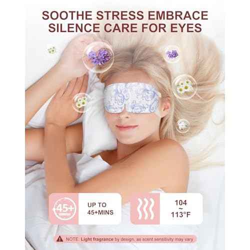 Steam Eye Masks Disposable Lavender 24 Pack, 45+ Min Self Heating Eye Mask for Dry Eyes Dark Circles Puffy for Sleep Travel Office, Warming Rest Eye Mask Best Gifts for Women and Loved Ones