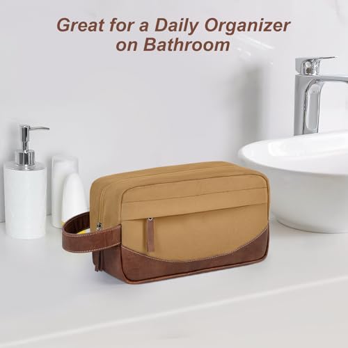 Ezday Brown Medium Water-Resistant Travel Toiletry Bag with Hanging Organizer