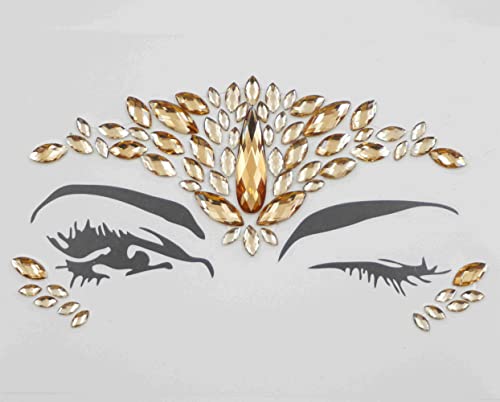Gold Face Jewels for Festival, Wedding & Halloween Makeup