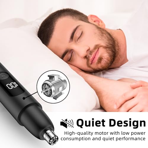 Smity Nose Hair Trimmer, Rechargeable Cordless Painless Ear Eyebrow Trimming Tool Dual Edge Blades Razor Easy Cleansing with LED Light for Man Woman (Black)