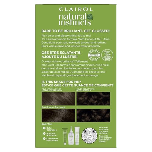 Clairol Natural Instincts Demi-Permanent Hair Dye Dark Brown 3-Pack, 5.85 Fl Oz Each